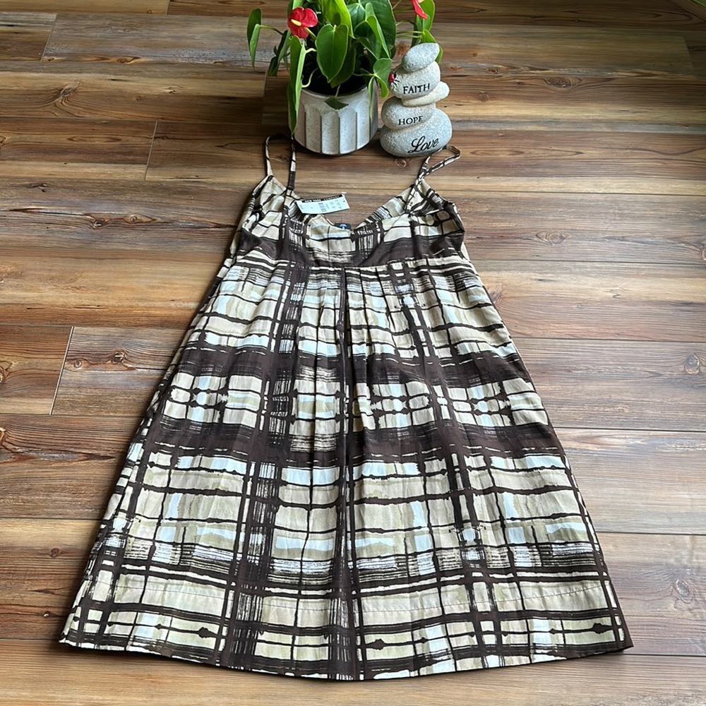 💖New York Company brown, taupe and cream silk summer dress - Picture 3 of 5